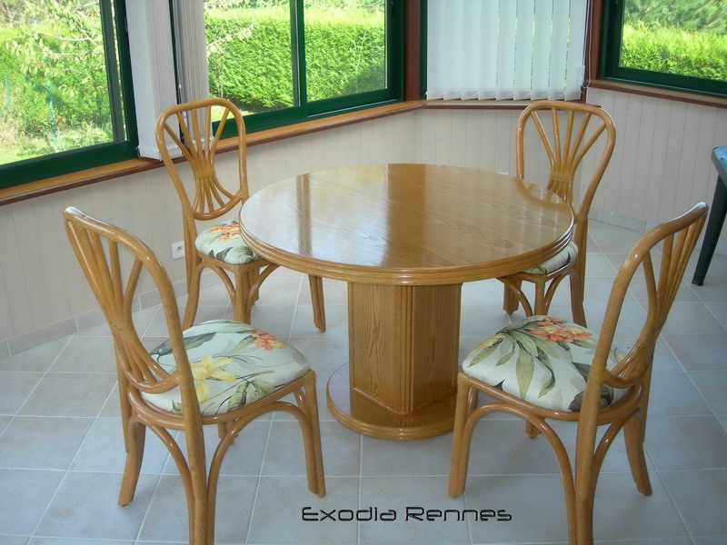 023 Diana table ronde extensible véranda rotin miel orchidée exodia home design rennes
