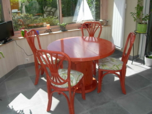 024 sejour Diana rotin table ronde extensible mandarine veranda exodia home design rennes