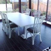 table carrée extensible Talia et chaises rotin blanc exodia home design rennes