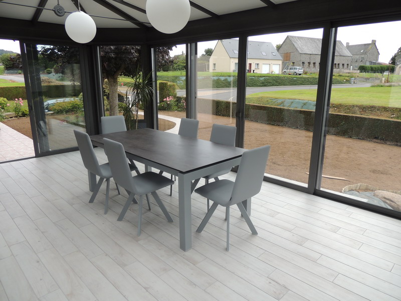 table extensible ceramique veranda gris clair veranda