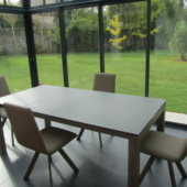 table ceramique extensible et chaise vulcano beige veranda