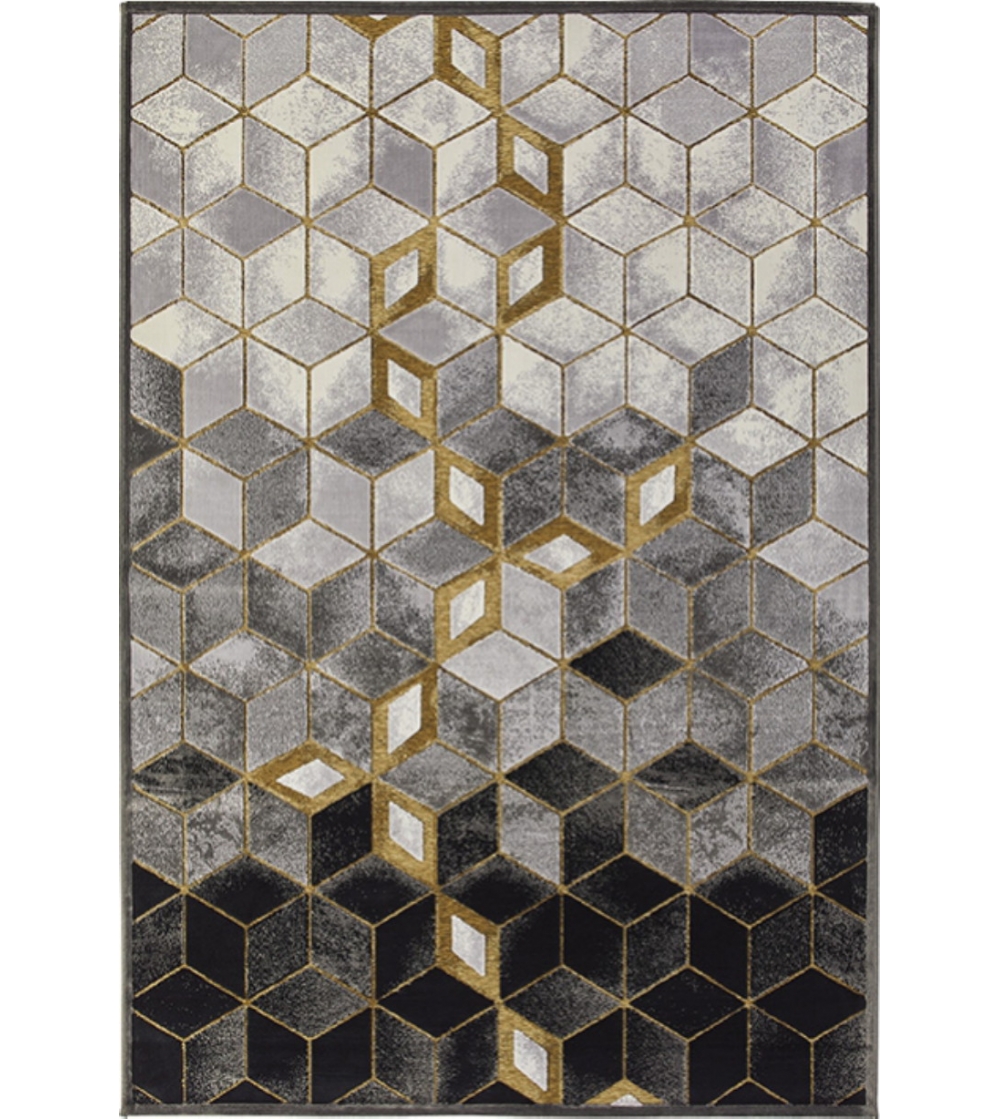 01 tapis deco design noir et or