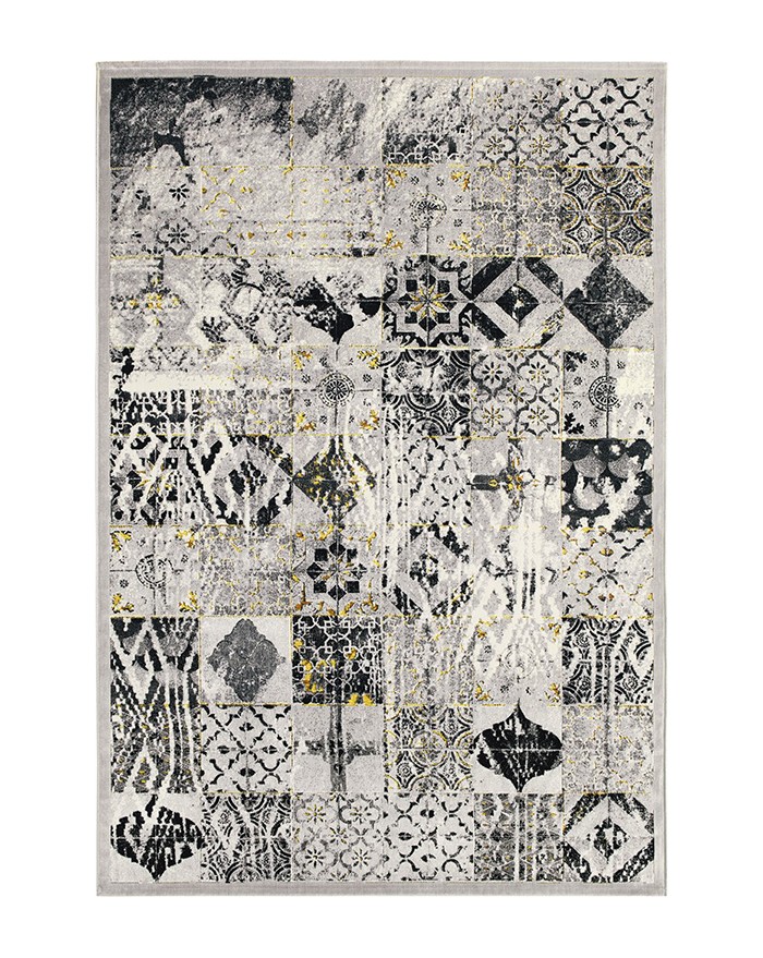 08 tapis deco patchwork gris et or